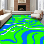 Vibrant Blue Green Swirl Rug