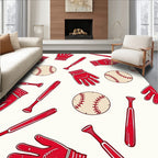Red Baseball Bat and Glove Scatter Rug
