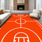Orange White Court Lines Rug