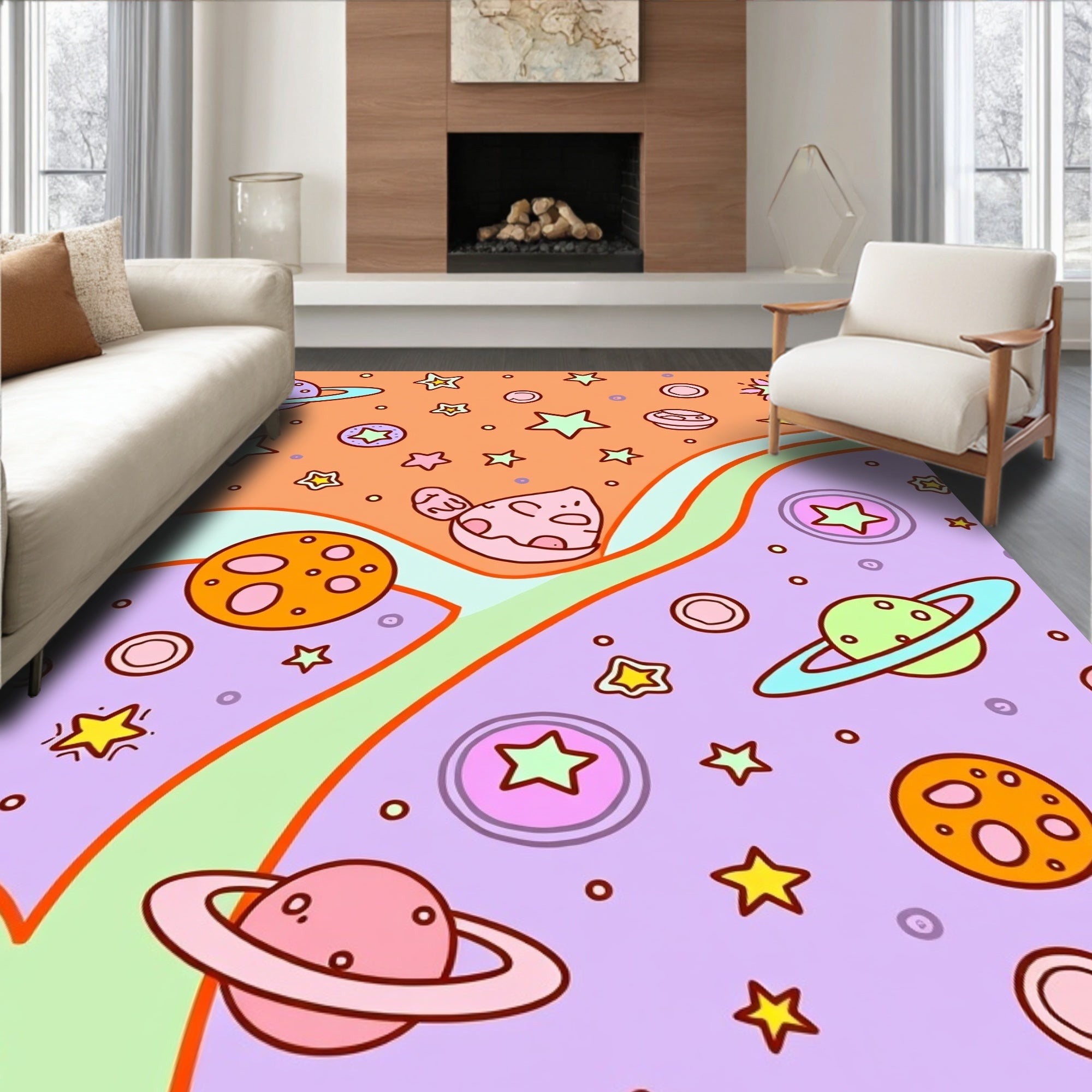 Whimsical Planet Starry Sky Rug