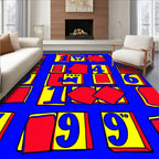 Vibrant Red Yellow Number Collage Rug