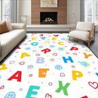 Colorful Alphabet Heart Scattered Graphic Rug