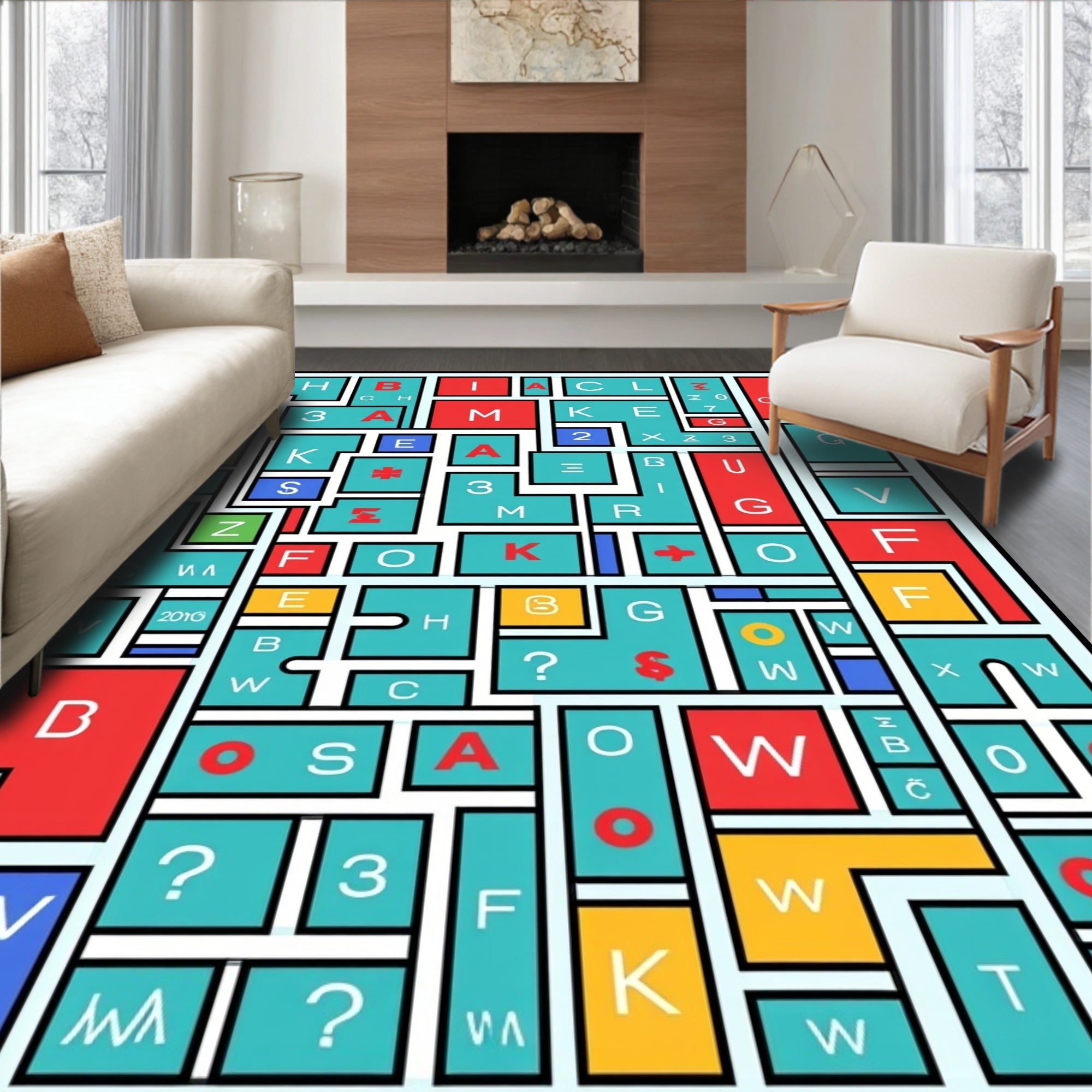 Alphabet City Blocks Composition Rug