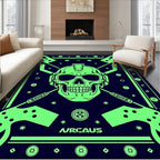 Neon Skull With Guns Accents Rug