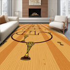 Golden Trophy Basketball Court Lines Rug
