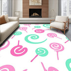 Whimsical Pink Teal Swirl Lollipops Rug