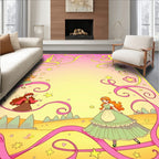 Whimsical Fairies Pink Yellow Swirls Rug