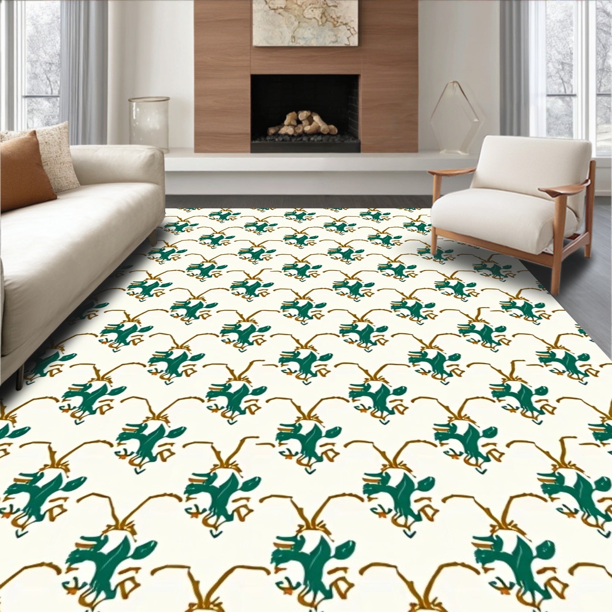 Emerald Gold Organic Floral Repeats Rug
