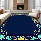 Coral Fish Teal Foliage Border Rug