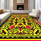 Bold Yellow Red Abstract Garden Rug