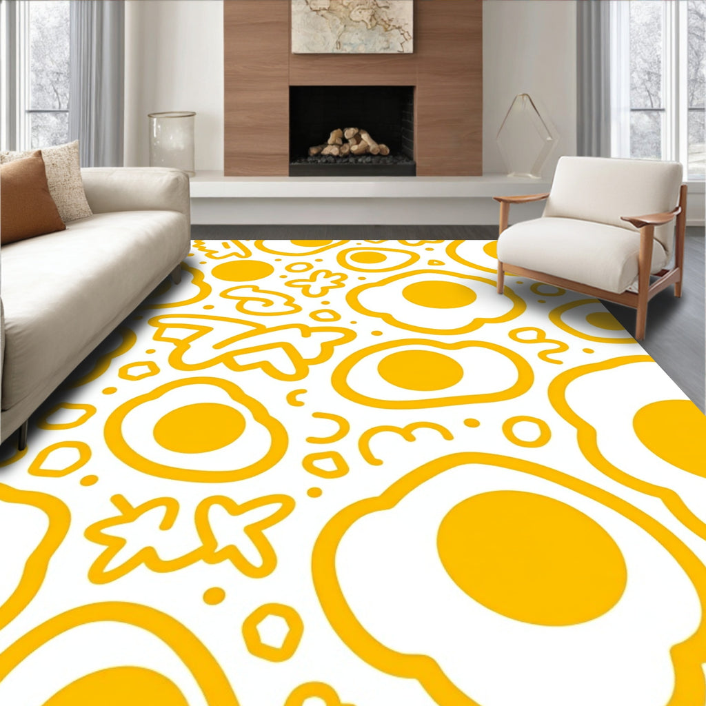 Yellow Sunny Side Up Egg Pattern Rug