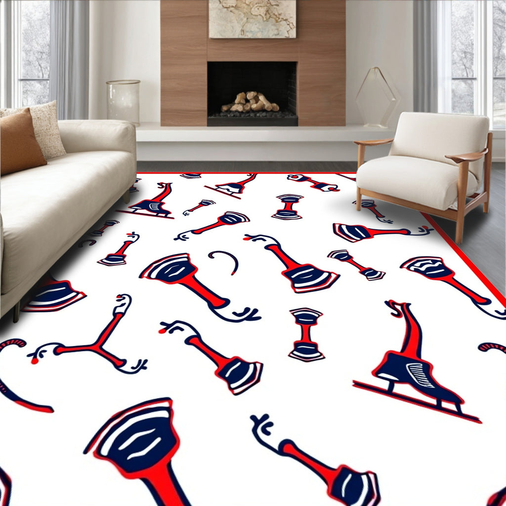 Red and Blue Toy Ice Skate Collection Rug