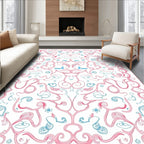 Pink Blue Whimsical Swirls and Creatures Rug