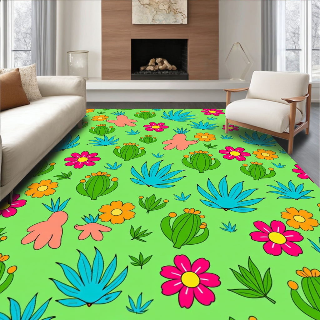 Groovy Cactus Flower Garden Rug