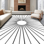 Radial Sunburst Black White Rug