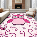 Cute Pink Owl Butterfly Garden Rug