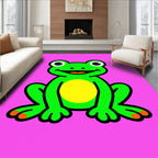 Whimsical Green Frog Yellow Belly Rug