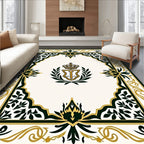 Ornate Gold and Green Crest Border Rug