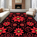 Bold Red Floral Scrollwork Rug