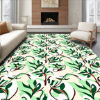 Green Leafy Botanical Background Rug