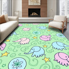 Pink Blue Elephant Swirl Star Ground Rug
