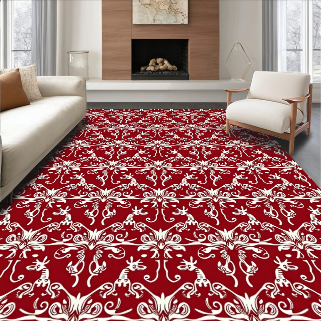 Crimson Dragon Folk Art Rug