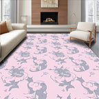 Charming Pink Elephant Whimsical Repeat Rug