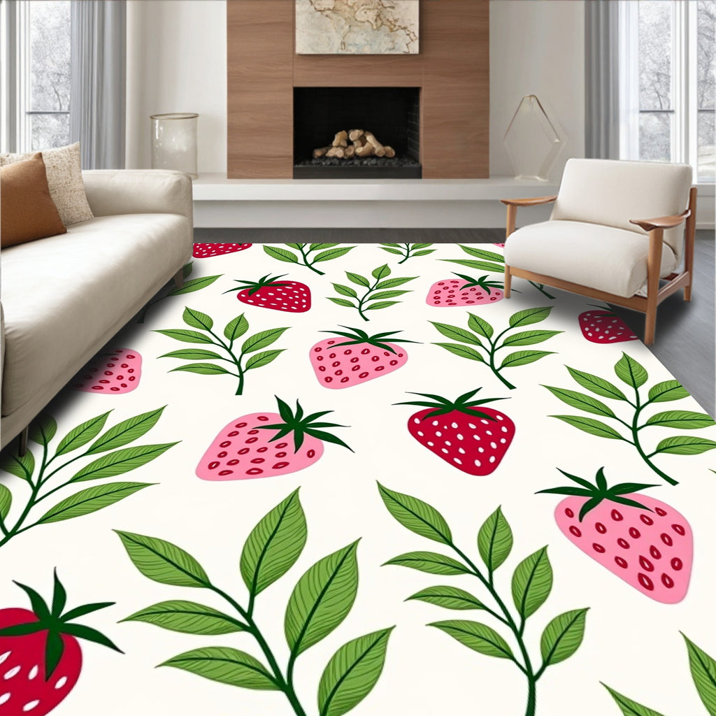 Sweet Strawberry Branch Background Rug