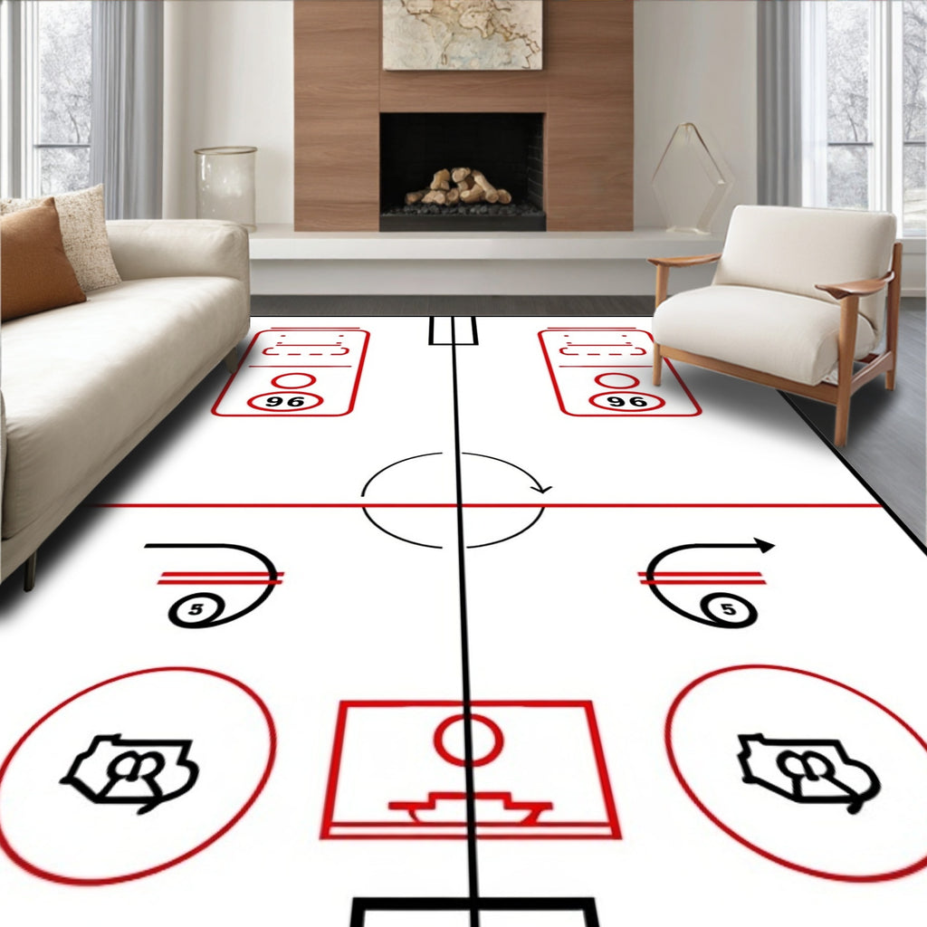 Minimalist Ice Hockey Arena Lines Rug