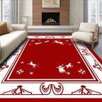Snowflake Sleigh Rides Red Rug