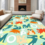 Whimsical Comic Characters Abstract Shapes Rug