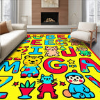 Red Blue Yellow Alphabet Animals Rug
