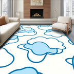Whimsical Blue Cloud Contour Rug