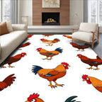 Whimsical Rooster Chicken Farm Animals Rug