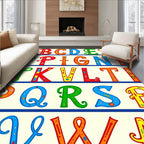 Colorful Alphabet Illustrations With Folk Motifs Rug