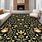 Whimsical Orange Owl Floral Swirls Rug