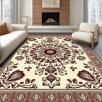 Chocolate Brown Floral Mandala Border Rug