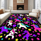 Vibrant Unicorn Balloons Starry Night Rug