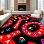 Bold Red Alphabet Circles Rug