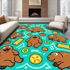 Charming Groundhog Blue Whimsical Scatter Rug