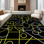Bold Yellow White Geometric Maze Rug