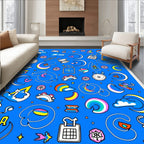 Whimsical Rainbow Cloud Moon Collage Rug