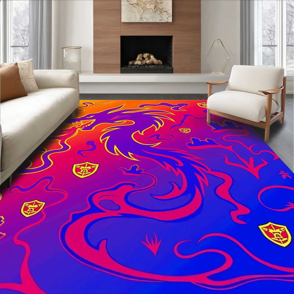 Fiery Purple Dragon Gradient Rug