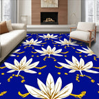 White Leaf Meadow Blue Rug