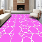 Pink White Interlocking Geometric Abstract Rug