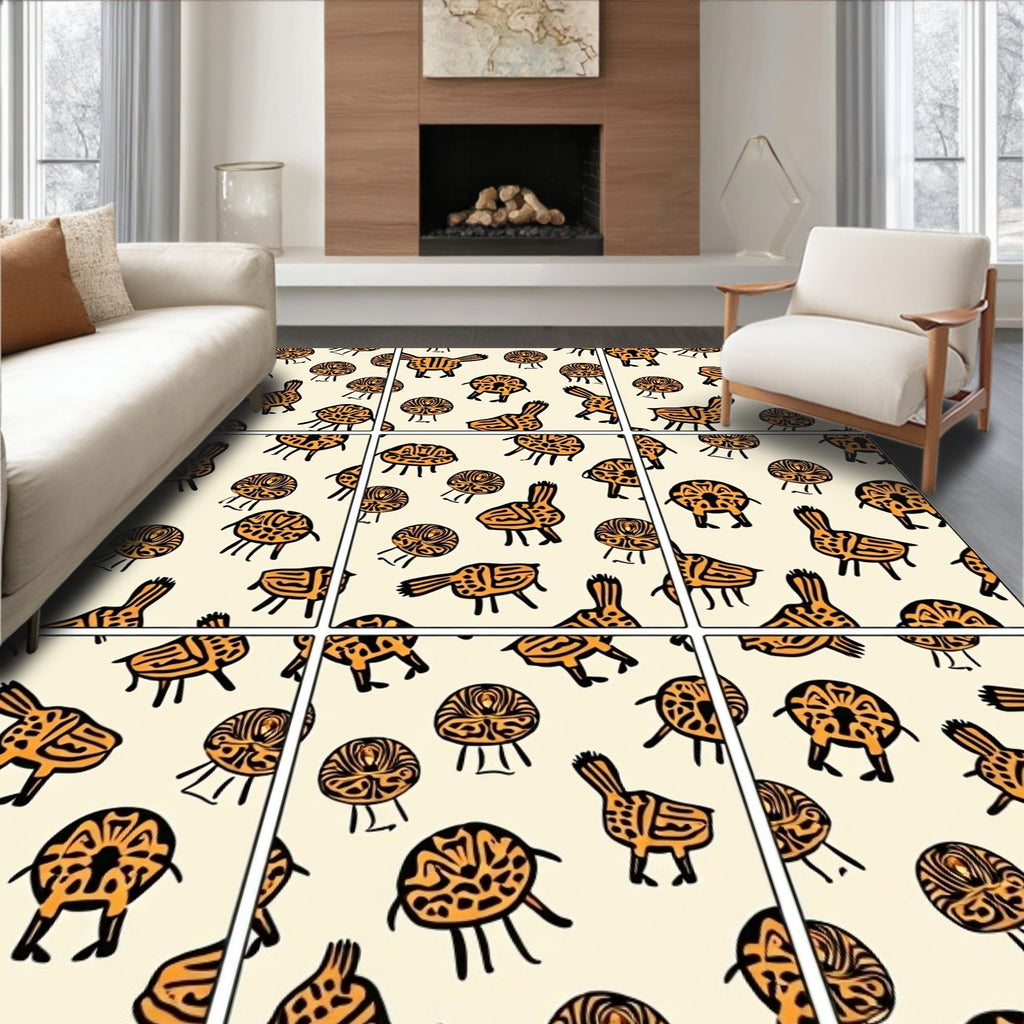 Tribal Animal Circle Figures Rug