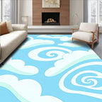 Whimsical White Swirl Clouds Sky Rug