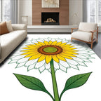 Golden Yellow White Layered Sunflower Bloom Rug