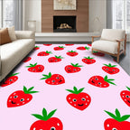 Happy Red Strawberry Repeating Pattern Rug