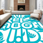 Aqua Dolphin Alphabet Aquatic Scene Rug